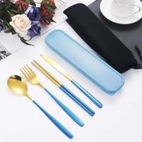 4pcs stainless steel cutlery set with storage box portable cutlery set, suitable for holiday parties.