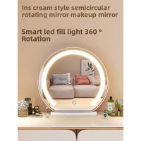 Led Smart Household Dressing Mirror with Lamp Rotating Internet Celebrity Cream Wind Semicircular Makeup Mirror Desktop Desktop
