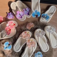 New EVA Flip Flops Butterfly Orchid Summer Herringbone Slippers Anti-Slip Beach Shoes Vacation