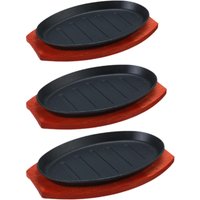 Cast Iron Steak Plate Griddle Steak Plate Fajita Sizzling Plate Japanese Steak Plate for Home Restaurant Outdoor Camping Party