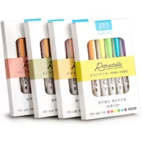 6Colors/set Morandi Retractable Highlighters Fluorescent Pen Manga Markers for Drawing Doodling Coloring Kawaii Stationery