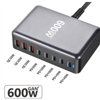 600W GaN PD3.1 Fast Charger USB C Charging Station 8-port USB Type C Adapters for iPhone Samsung Xiaomi Huawei Dropshipping