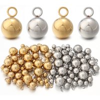 10-20pcs/lot Stainless Steel Solid Ball Pendant Metal Bead Pendants Round Ball For DIY Jewelry Making Earrings Bracelet Necklace