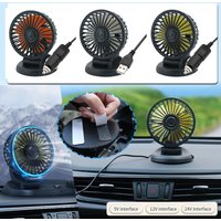 Heavy Duty 1/2/3 Head Car Fan 360 Adjustable 2 Speed Silent USB/12V/24V Cooler For Truck RV SUV Dashboard Windshield Mount