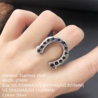 St-Delan Lucky Horseshoe Ring Stainless Steel Star Engraved Gothic Punk Band Men's Ring Bulk Supply