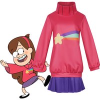 Mabel Pines Cosplay Costume Pink Rainbow Printed Sweatshirt Purple Skirt Women Anime Cosplay Halloween Christmas Party Outfit