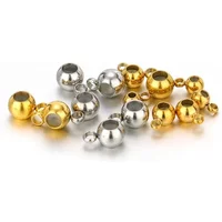 20pcs Stainless Steel Gold Color Non-Slip Silicone Spacer Beads Pendants Round Charms for DIY Jewelry Making Necklace Findings