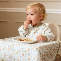 HappyFlute Long Sleeved Waterproof Children's Meal Bib Baby Bib Washable Stain Resistant Covered Apron Cute Pattern