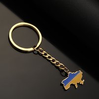 Stainless Steel Ukraine Flag Pendant Necklaces Ukrainian Jewelry Keychain