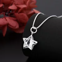 Hot luxury designer 925 Sterling Silver pretty Shining Crystal Star necklace for Women fashion Party Wedding Jewelry Couple gift