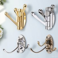 Zinc Alloy Swivel Coat Hook Triple Folding Arm Heavy Duty Wall Mounted Hanger for Bathroom Kitchen Bedroom Space Saving Silver