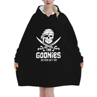 The Goonies Never Say Die black Wearable Blanket Oversized Hoodie Blanket Women Fleece Pullover Sweatshirt Plush Warm Pajamas