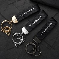 Car Keychain For Ford Transit Tourneo Custom MK7 MK8 Tuning Logo Carbon Fiber Leather Zinc Alloy Emblem Key Chain Accessories