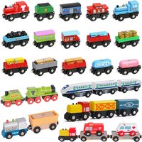 1 Stück Magnetische Spielzeugeisenbahn Holzzug Lokomotive Auto LKW Eisenbahnzubehör Passend für Holzschienen Spielzeug Geschenke