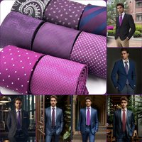 Purple Solid Red Mens Neckties Pink Fashion Ties for Male Party Dropshipping Wedding Gift