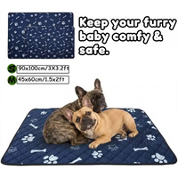 Reusable Washable Waterproof Pet Mat Dog Cat Bed Pad Puppy Training Pad Paw Print Bone Pattern for Small Medium Pets Indoor
