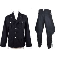 Cosplay Elite Officer Black Wool Tunic And Breeches Military Uniform