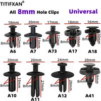 20Pcs 8mm Hole Car Universal Plastic Fasteners Clips Bumper Fender Wheel Arch Mixed White Grey Beige Screw Rivet For All Auto