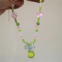 2026 Trendy Green Bead Natural Plant Series Green Pear Hand Chain Small Scale Retro Czech Bead Women s Necklace Jewelry Item