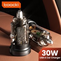 Toocki 30W USB Car Charger Transparent Dual Port Car Charger For iPhone 14 13 12 Pro Max Xiaomi 12 13 Samsung S23 S24 Poco X7