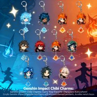 Genshin Impact Keychain Pendant Traveler Venti Diluc Kaeya Paimon Barbara Eye of God Character Charm Accessory Anime Game