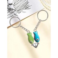 Ceramic Fish Matching Keychains Magnetic Heart Strap Matching Phone Charm Couples Ceramic Fish Keychain Valentines Day Gifts