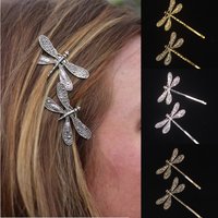 2Pcs/Set Metal Dragonfly Hair Clip pins For Women Girls Fashion Insect Barrettes Hairwear Bangs Side Hair Accessories