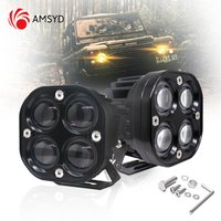 1pc 4 Objektiv Motorrad Scheinwerfer LED Arbeit Licht Dual Farbe Hallo/Abblendlicht Scheinwerfer Blinkende Nebel Lampen weiß/Bernstein