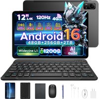 POCKAM P12 Pro 2-in-1 Tablet PC Gemini Ai Android 16 12" 120Hz Display 48GB RAM(12+36) 256GB ROM 12000mAh Batterij Widevine L1 Tablet PC Ondersteunt 4
