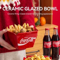 Coca Cola Large Capacity Ceramic Bowl High Temp Heatproof Popcorn Bowl Safe Easy Clean Stackable Anti-Spill Microwave Tableware