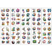 10Pcs Waterproof Football Tattoo Sticker Removable Skin Safe Cartoon Tattoo Sticker Temporary Tattoos Sticker Party Decoration