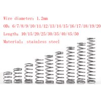 10pcs/Lot 1.2mm Stainless Steel Micro Small Compression Spring OD 6/7/8/9/10/11/12/13/14/15/16/17/18/19/20mm Length 5mm to 50mm