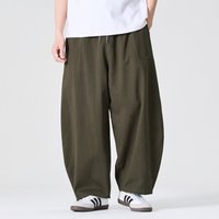 Wide Leg Pants Men Loose Fashion Harajuku Casual Trousers Men Cotton Comfortable Joggers Solid Color Cargo Pants Men Streetwear