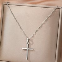 Waterproof Cross Pendant Necklace for Women Men Minimalist Stainless Steel Cross Chain Christian Jewelry Daily Wear Accessories