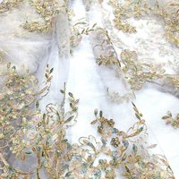 L100XW138CM White Tulle Chinese Embroidery Heavy Work Fabric Gold Thread Beaded Dragon Bone Luxury Gown Dress Fabric for Sewing