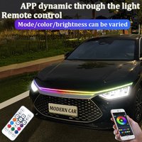 Application dynamique LED feux de jour rvb coloré universel Auto lampe décorative clignotant flux capot de voiture bande de phare