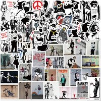 67Pcs Banksy Sculptures Flower Thrower Stickers Cool Street Art Graffiti Decals for Luggage Laptop Skateboard Phone Bicycle