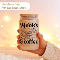 1pc16oz coffee cup with lid and straw is very suitable as a gift for book fans and bookmarks for book clubs especially for iced