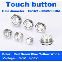 Metal Button Switch 12/16/19/22/25/30mm waterproof ultra-short micro-stroke thin LED lamp self-reset switch 3v 5v 6v 12V 24V