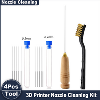 3D Printer Nozzle Cleaning Kit Wooden Handle Needle Brush Set for 0.2-1.0mm Nozzle Anti-Clog Tool, 3D Printer Tools Kit