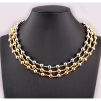 Nidin Hot Sale 6mm/8mm Beads Chain Necklace 3 Colors For Women Fashion Female Punk Style Jewelry Wholesale Accessories Gifts