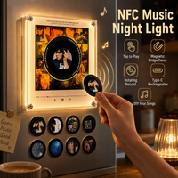 NFC Music Fridge Magnet Night Light Type-C Rechargeable Tap To Play Display Magnetic Refrigerator Decor Warm Ambient Lamp