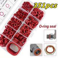 351Pcs Red Air Conditioning O Ring Kit Assortment Set Seal Rubber O-Rings Assortment Set For Compressor Auto A/C Plumbing Repair