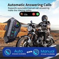 V5.3 Motorcycle Helmet Headset Bluetooth Headset Voice Control Wireless Handsfree Call Earphone IPx6 1000mah with Ambient Light