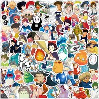 100Pcs Cartoon Bright Ghibli Hayao Miyazaki Stickers Totoro Elfs Decals For Phone Laptop Suitcase Notebook Waterproof Stickers