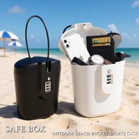 Portable Summer Beach Safe Box 3-digit Combination Lock With Steel Wire Outdoor Camp Sports Beach Bucket Security Storage Box