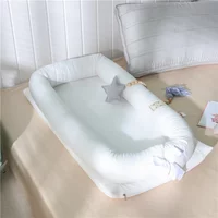 50*90cm White Travel Bed Portable Baby Nest Breathable Newborn Bed for Boys Girls Cotton Soft Crib Breathable Folding Bed Bumper