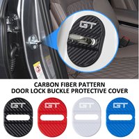 For Mustang 4PCS Car Door Lock Anti Rust Sleeve Carbon Fiber Pattern Protective Accessories Spoiler Shelby GT 350 500 Cobra e