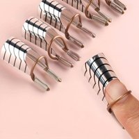 Collection of 5 Metallic Reusable Nail Extension Molds, Nail Shields, Nail extension tool, Nail Forms, Nail Tools