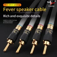 HIFI Silver Plating Speaker Cable OCC Speaker Wire 4 to 4 Y Gold Plated Banana Plug High-end Amplifier Speaker Cable